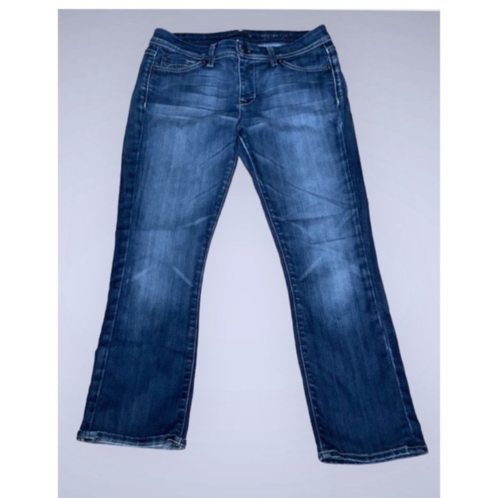Fidelity Stevie Mid Rise Medium Wash Ankle Cropped Blue Denim Jeans 29